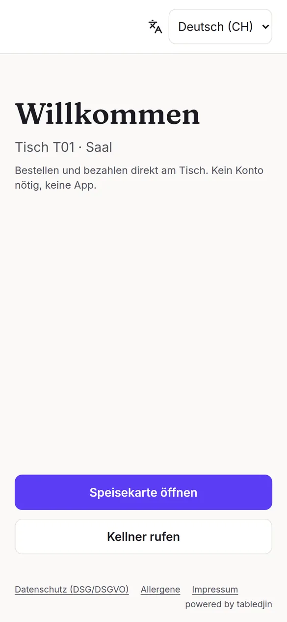 QR am Tisch scannen